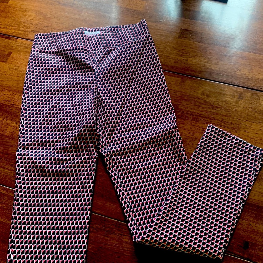 Pants, stretch, fun design, blue & pink, slimming stretch